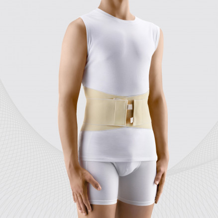 Cortocircuito de fijación lumbar elástica médica con inserciones metálicas y correas extraíbles para regular la compresión. LUX