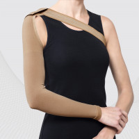 Medical compression arm sleeve with shoulder strap. LUX