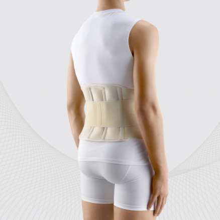 Medical elastic lumbar  fixation corset with metal inserts and removable straps for regulating compression. LUX