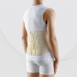 Medical elastic lumbar fixation corset with metal inserts and straps for regulating compression, reinforced. Comfort