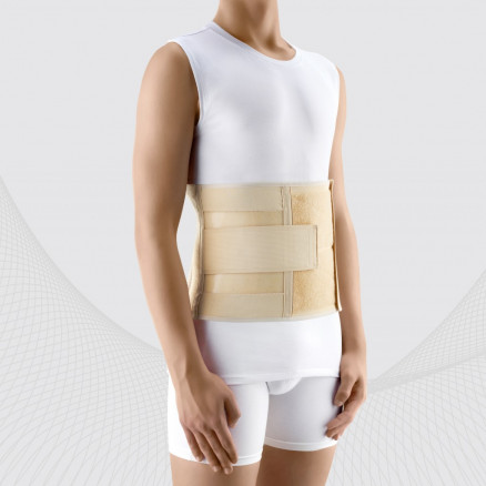 Medical elastic post-surgical belt for ostomy patients.