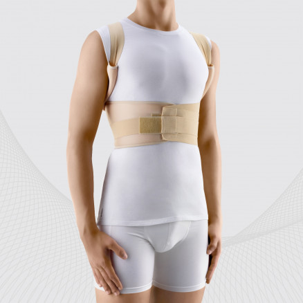 Medical elastic upper back brace with metal inserts