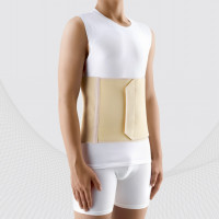 Medicinskt elastiskt bälte postoperativ, med skumdetaljer på framsidan av bältet och en mjuk insida. LUX