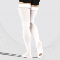 Medizinische Kompression Schenkelstrümpfe mit Inspektionsöffnung, Antiembolismus, Unisex. Krankenhaus