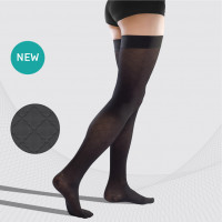 Medical compression thigh stockings, patterned
