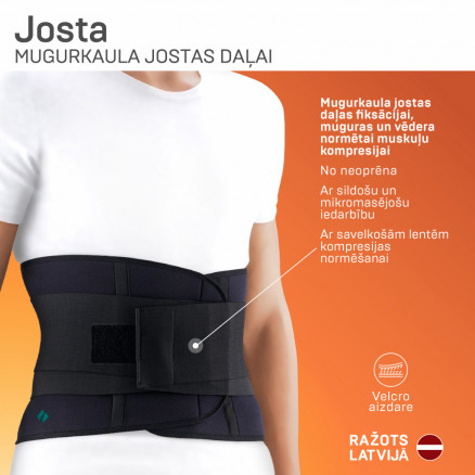 Medical elastic neoprene corset for the lumbar spine, with reinforcement straps