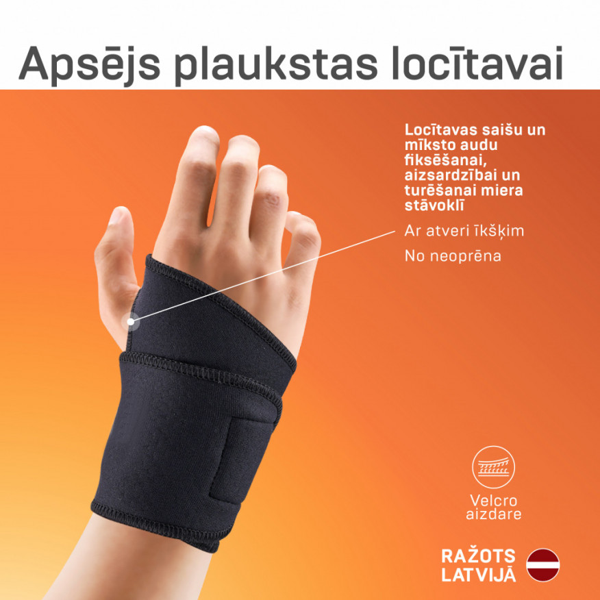 Medicīniskais elastīgais apsējs no neoprēna (ortoze) plaukstas locītavas fiksācijai ar papildus stiprinājumu Medicīniskais elastīgais apsējs no neoprēna (ortoze) plaukstas locītavas fiksācijai ar papildus stiprinājumu