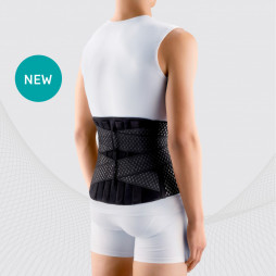 Medical elastic lumbar fixation corset from breathable and durable material with metal inserts and straps for regulating compression, reinforced. AIR