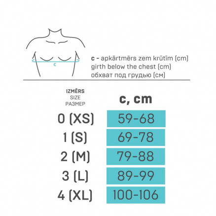 Medicininis elastinis krūtininės stuburo dalies atraminis laikysenos korektorius iš orui pralaidžios ir patvarios medžiagos