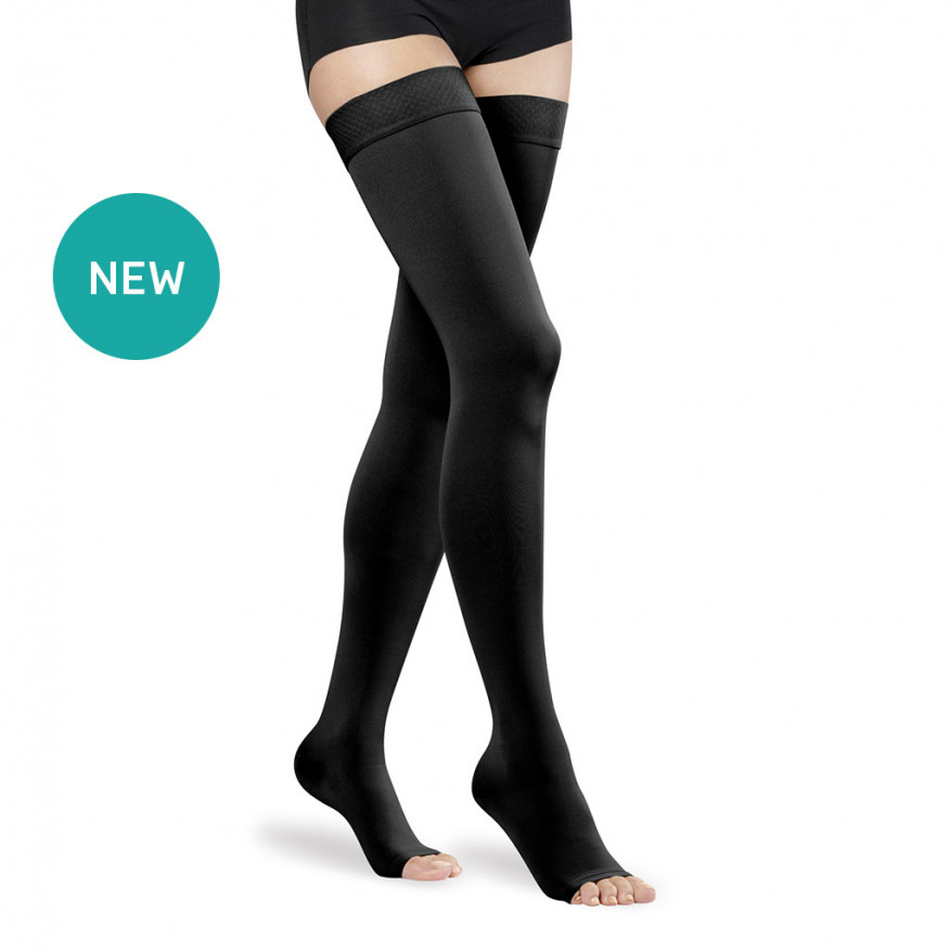 Elastic medical compression thigh stockings without toecap, unisex